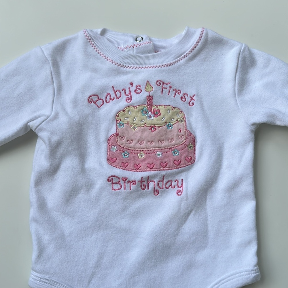 “Baby's First Birthday” White Onesie Miniwear